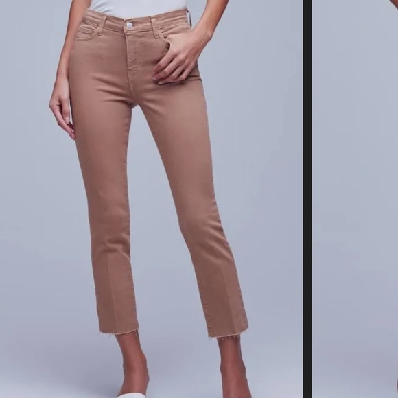 NEW L'AGENCE Sada Slim Straight Leg Cropped Jeans Khaki Trendy Luxury Summer - Picture 1 of 11